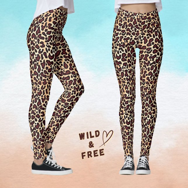 Leggings Patrón de crema marrón de piel de leopardo - (Subido por el creador)