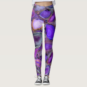 Leggings Patrón de cristal geográfico - Púrpura y violeta