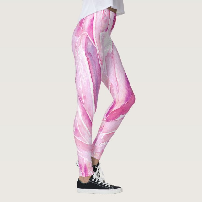 Leggings Patrón de cristales rosados de bonito Imprimir pie (Derecha)