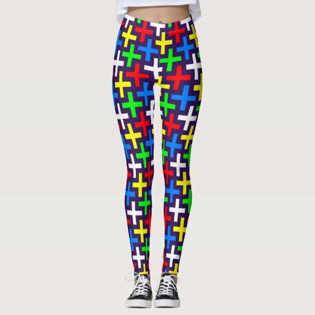 Leggings Patrón de cruces coloridas (Anverso)