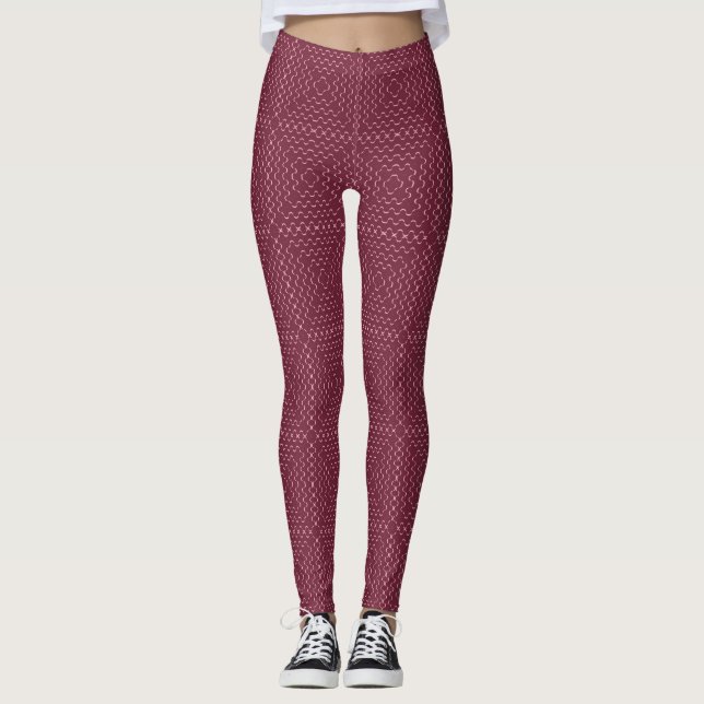 Leggings Patrón de cuadrados marrones (Anverso)