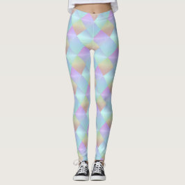 Leggings Patrón de cuadrados Pastel