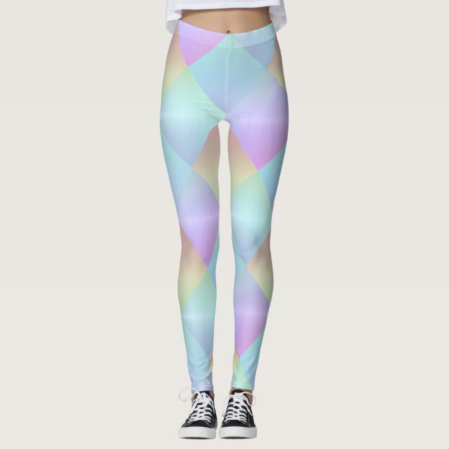 Leggings Patrón de cuadrados Pastel (Anverso)