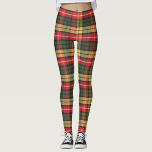 Leggings Patrón de Cuadro Escocés Festivo Colorido Moderno