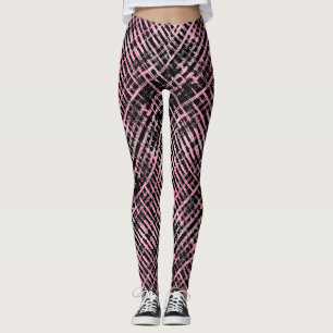 Leggings Patrón de cuadros -06P.Rosa fondo negro