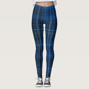 Leggings Patrón de Cuadros Azul Negro