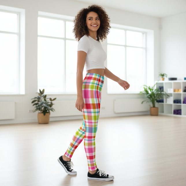 Leggings Patrón de cuadros de arcoíris brillante  (Subido por el creador)