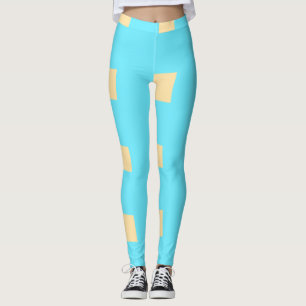 Leggings Patrón de cuadros de melocotón azul simple retro e