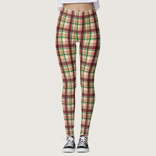 Leggings Patrón de Cuadros de Otoño (Anverso)