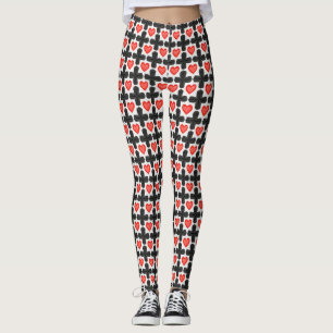 Leggings Patrón de cuadros en forma de cruz con corazones r