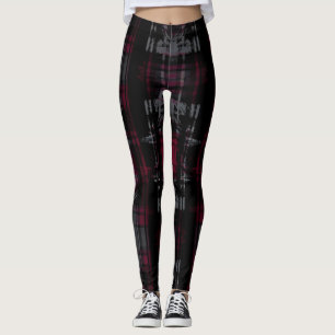 Leggings Patrón de cuadros escoceses góticos oscurecidos y 