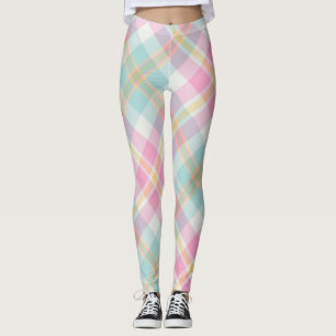 Leggings Patrón de Cuadros Escoceses Rosa, Azul, Verde y Do