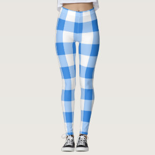 Leggings Patrón de cuadros gingham azul y blanco