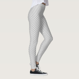 Leggings Patrón de cuadros gingham gris y blanco en diagona