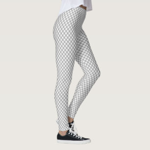 Leggings Patrón de cuadros gingham gris y blanco en diagona