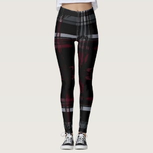Leggings Patrón de cuadros gótico destrozado genial grunge