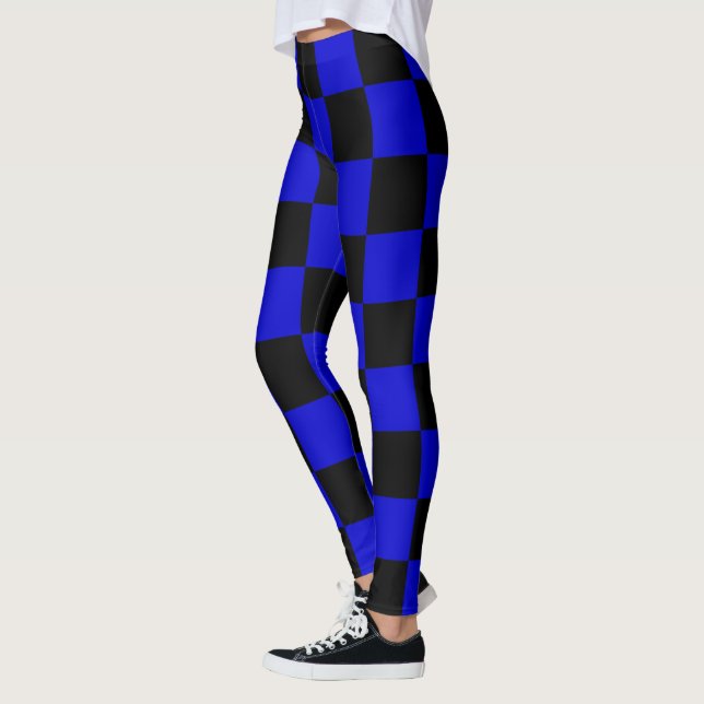 Leggings Patrón de cuadros negros y azules (Izquierda)