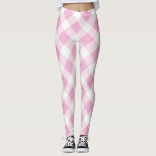 Leggings Patrón de Cuadros Rosa Blanco Femenino Adolescente