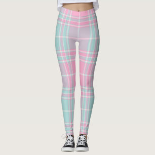 Leggings Patrón de Cuadros Rosas y Azules