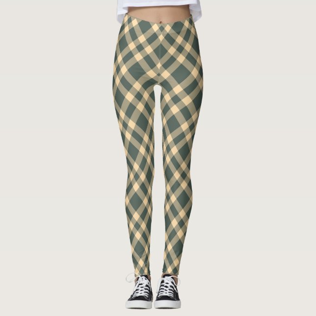 Leggings Patrón de Cuadros Verde Amarillo (Anverso)