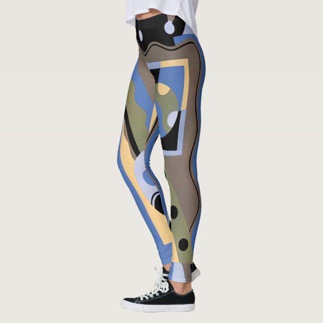 Leggings Patrón de Cubismo de Jazz de Pochoir de Arte Decor (Izquierda)