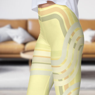 Leggings Patrón de curvas de crema amarilla de moda