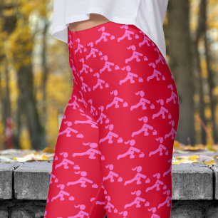 Leggings Patrón de curvatura de mujeres de color rojo y ros