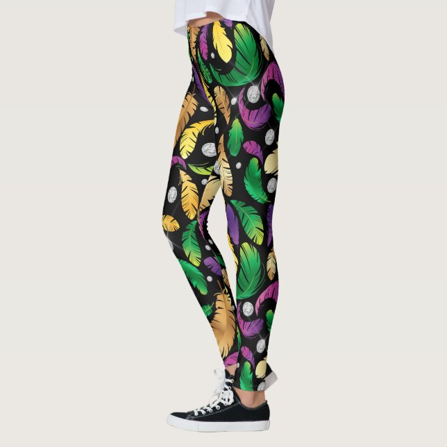 Leggings Patrón de Cute Mardi Gra con baldosas (Izquierda)
