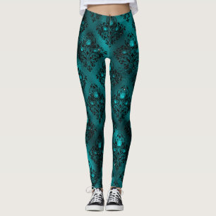 Leggings Patrón de damasco con brillo glamour en tono ombre