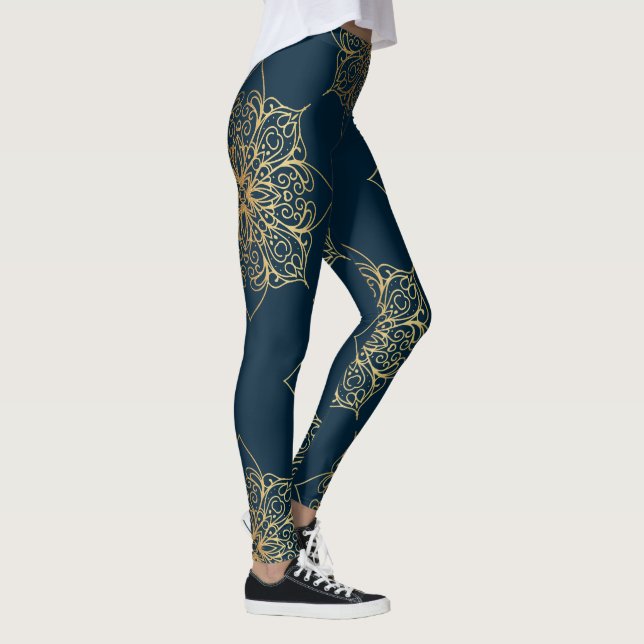 Leggings Patrón de Damasco de Mandala dorada (Derecha)