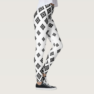 Leggings Patrón de Damasco en blanco y negro