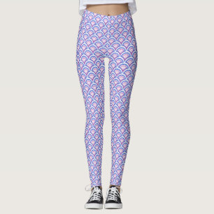 Leggings patrón de damasco floral azul