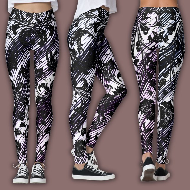 Leggings Patrón de Damasco | Negro, Blanco e Índigo (Subido por el creador)