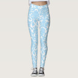 Leggings Patrón de Damasco Ornate Floral Azul Claro<br><div class="desc">Las leggings elegantes,  ornamentales y únicas presentan un diseño de damasco floral azul claro. Hay otros colores disponibles.</div>