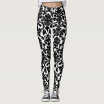 Leggings Patrón de Damasco Ornate Floral Blanco y Negro<br><div class="desc">Las leggings elegantes,  ornamentales y únicas presentan un diseño de damasco floral en blanco y negro. Hay otros colores disponibles.</div>