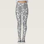 Leggings Patrón de Damasco Ornate Floral Gris Claro<br><div class="desc">Las leggings elegantes, ornamentales y únicas presentan un diseño de damasco floral gris claro. Hay otros colores disponibles.</div>
