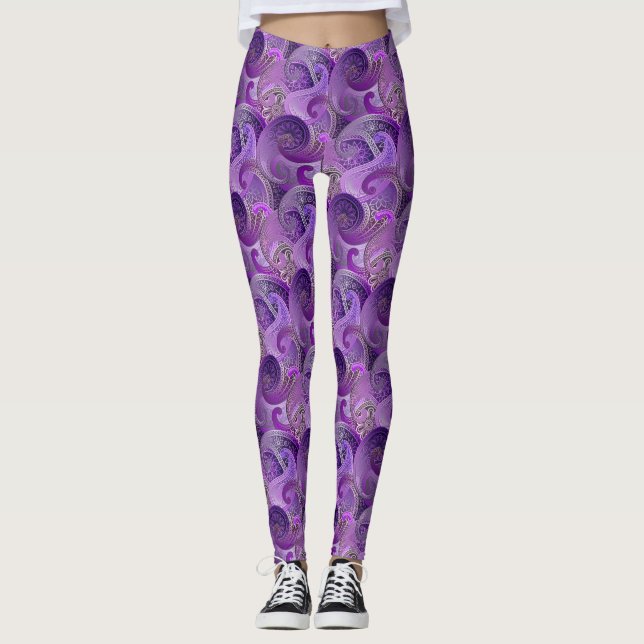 Leggings Patrón de Damasco Purple Paisley (Anverso)