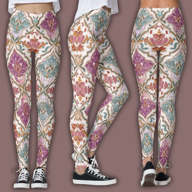Leggings Patrón de Damasco | Tierra y tono de joya (Subido por el creador)