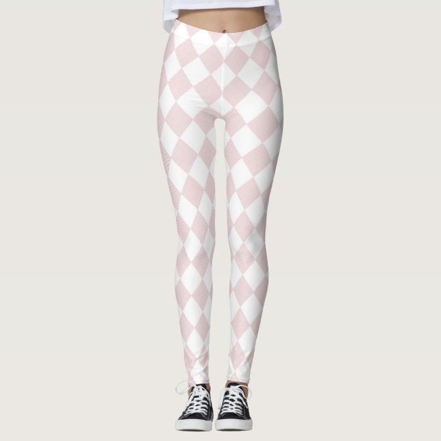 Leggings Patrón de damero rosa y blanco (Anverso)