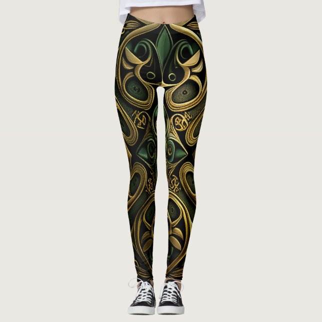 Leggings Patrón de Decoración de Plantas Ornamentales de Br (Anverso)