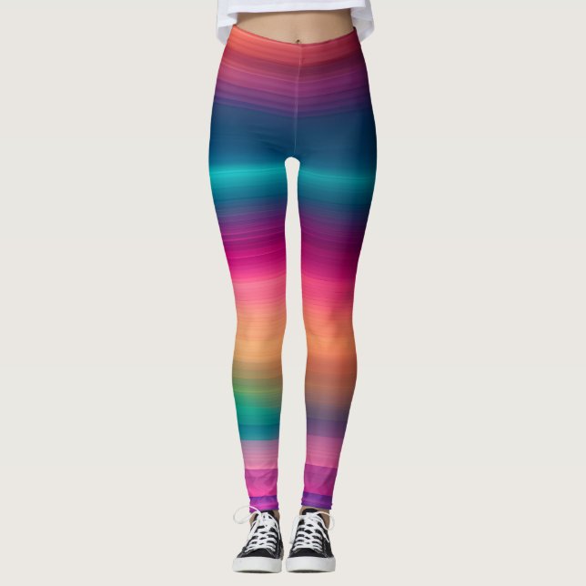 Leggings Patrón de degradado de línea de textura arcoiris (Anverso)