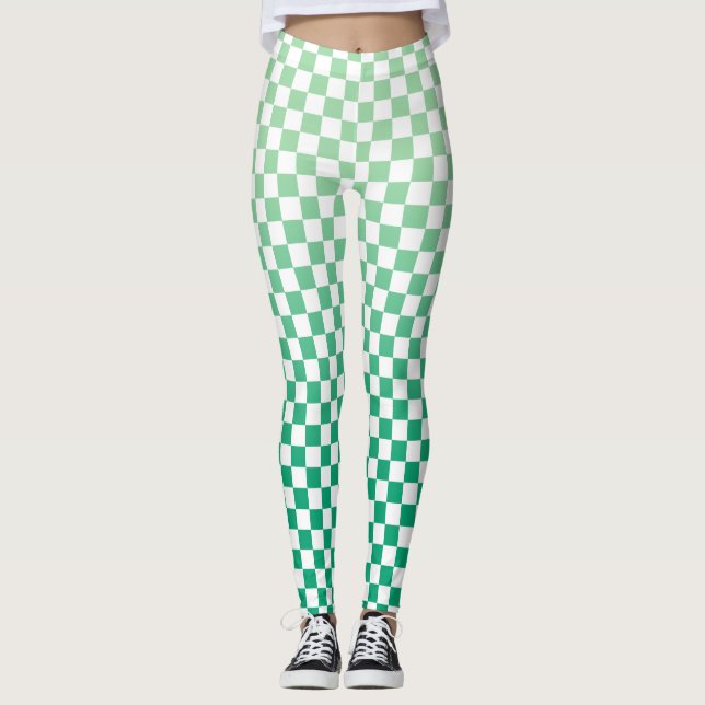 Leggings Patrón de degradado verde oscuro a luz controlada (Anverso)