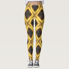 Leggings Patrón de diamante amarillo y marrón