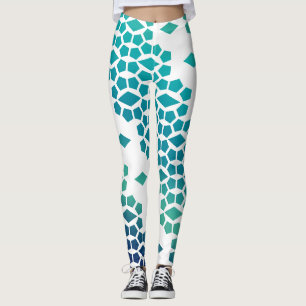 Leggings Patrón de Diamante Azul y Honeycomb de la tormenta