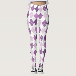 Leggings Patrón de diamante blanco púrpura