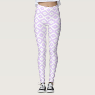 Leggings Patrón de diamante blanco y púrpura