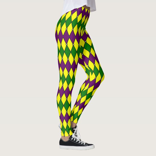 Leggings Patrón de Diamante de Arlequín de Mardi Gras (Derecha)