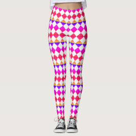 Leggings Patrón de diamante de cuadros colorido
