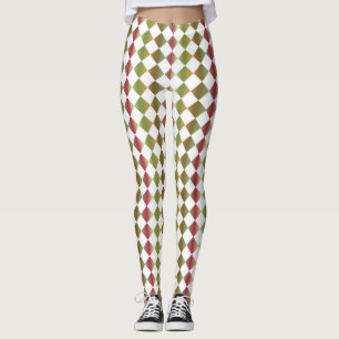 Leggings Patrón de diamante de cuadros coloridos