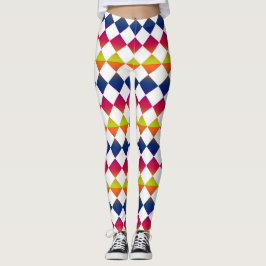 Leggings Patrón de diamante de cuadros coloridos